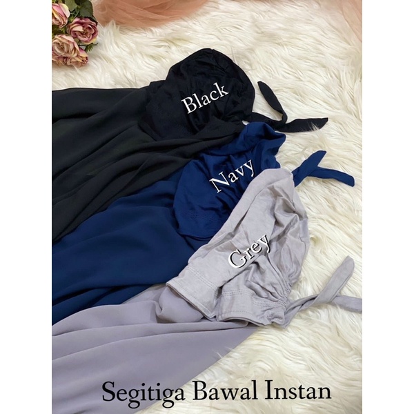 Hijab Segitiga Instan Bawal 1 layer plus inner /Segi3 /Segiempat instan inner/Ceruty baby doll