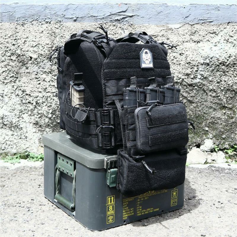 BODY VEST ANTI PELURU BLACK VIPER KANGGURU ORIGINAL DURHAIM LENGKAP DENGAN POUCH DEPAN