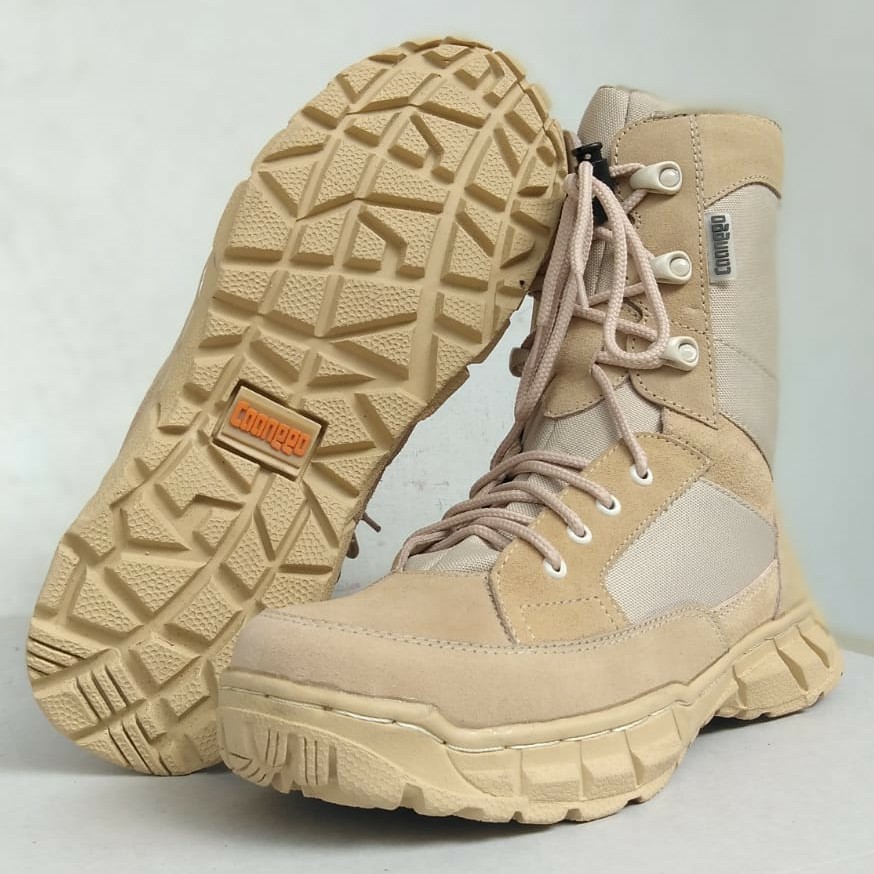 SEPATU PDL NINJA KULIT ASLI SAFETY  TACTICAL10 INCH CREAM SEPATU MASAKINI ASN