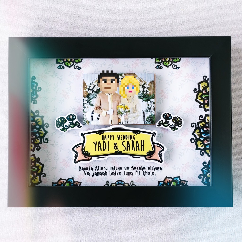 Frame Mahar Pernikahan Bingkai Foto Kado Wedding Classic Flower SMALL Doodle Art DWSKELLINGTON