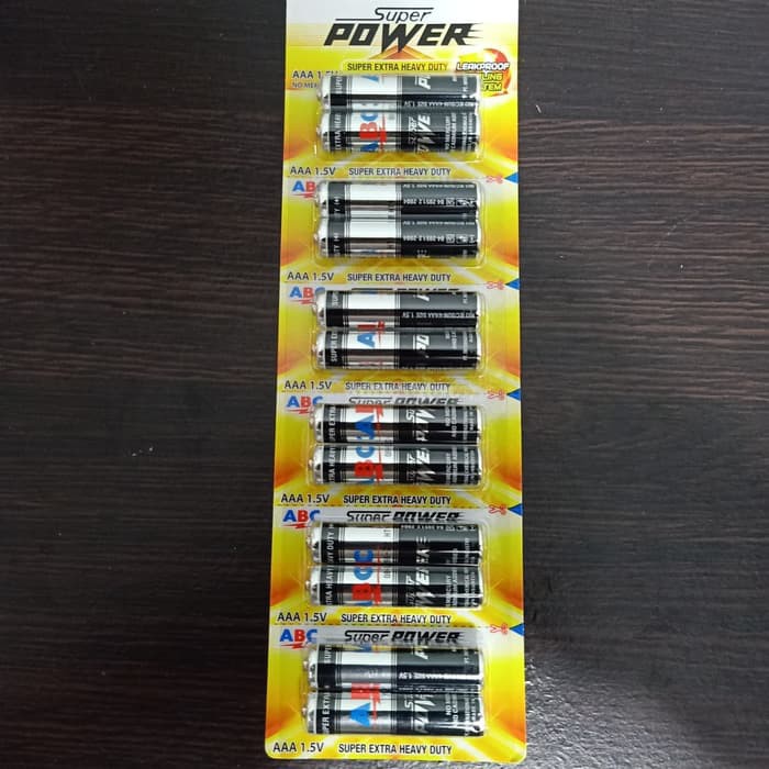 [SEPASANG] Baterai AAA abc super power 1,5V BATTERY batre kecil Batrai hitam renteng batrei remot