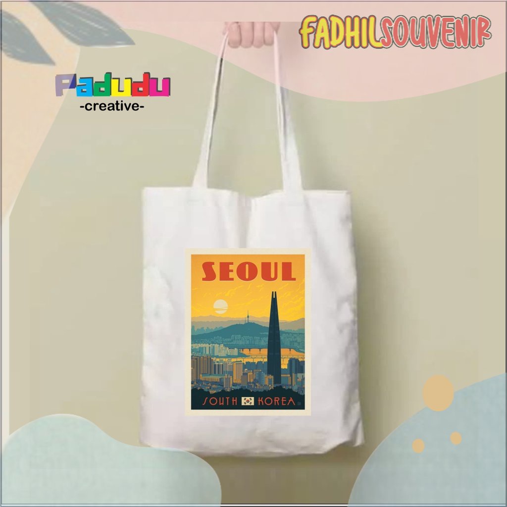 TOTEBAG RETRO Vintage seoul south korea Aesthetic Tas Tote RESLETING Wanita | Pria Anime Fadhilsouve