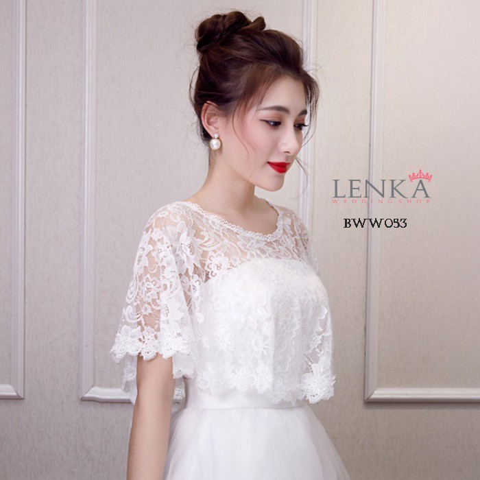 [TOKO TERPERCAYA] BOLERO CARDIGAN BROKAT PUTIH AKSESORIS PESTA WEDDING MODERN BWW053