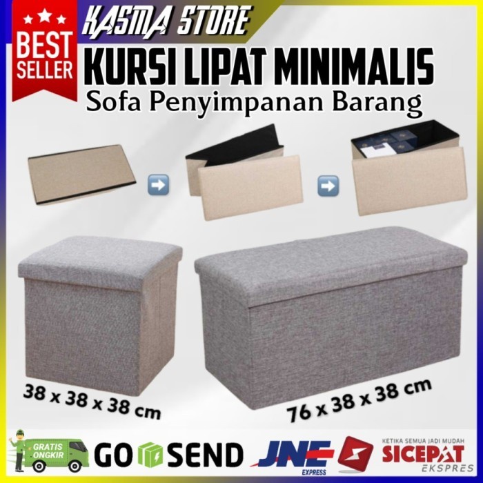 Sofa Kursi Lipat Kotak Penyimpanan Barang Box Minimalis Gray