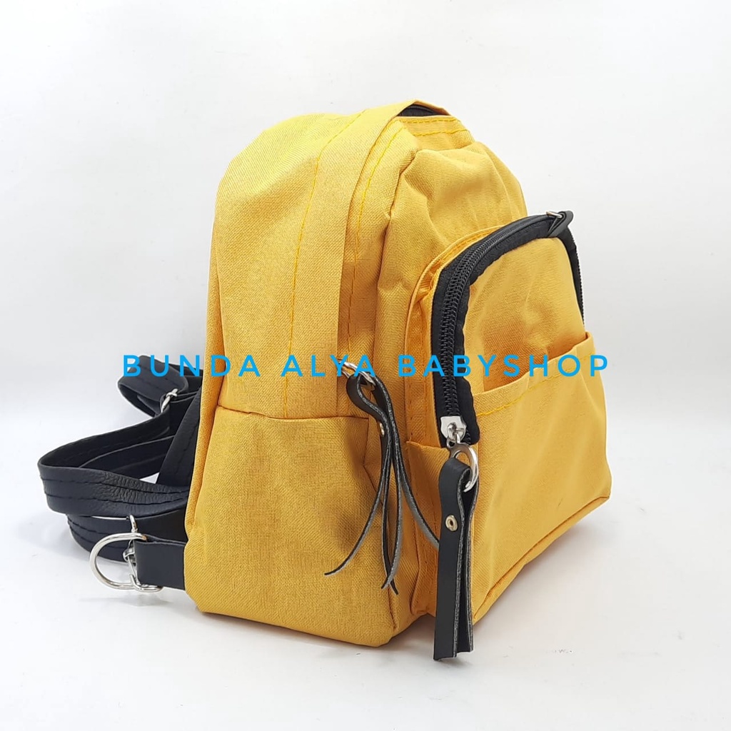 Tas Ransel Wanita Mini Yuqi Warna Polos Desain Simple - Ransel Bag Backpack Real Pict Trw