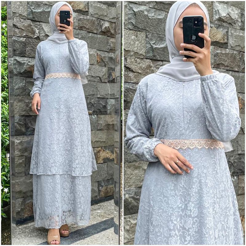 Gamis Malaysia Brokat Renda