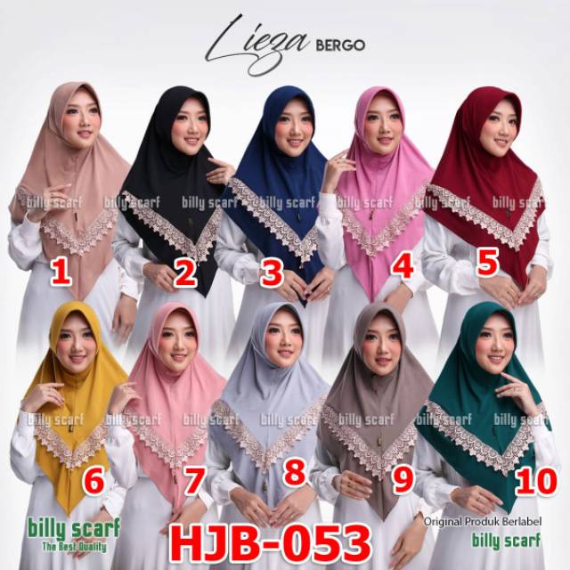 Jilbab instan lieza merk Billy scarf variasi renda