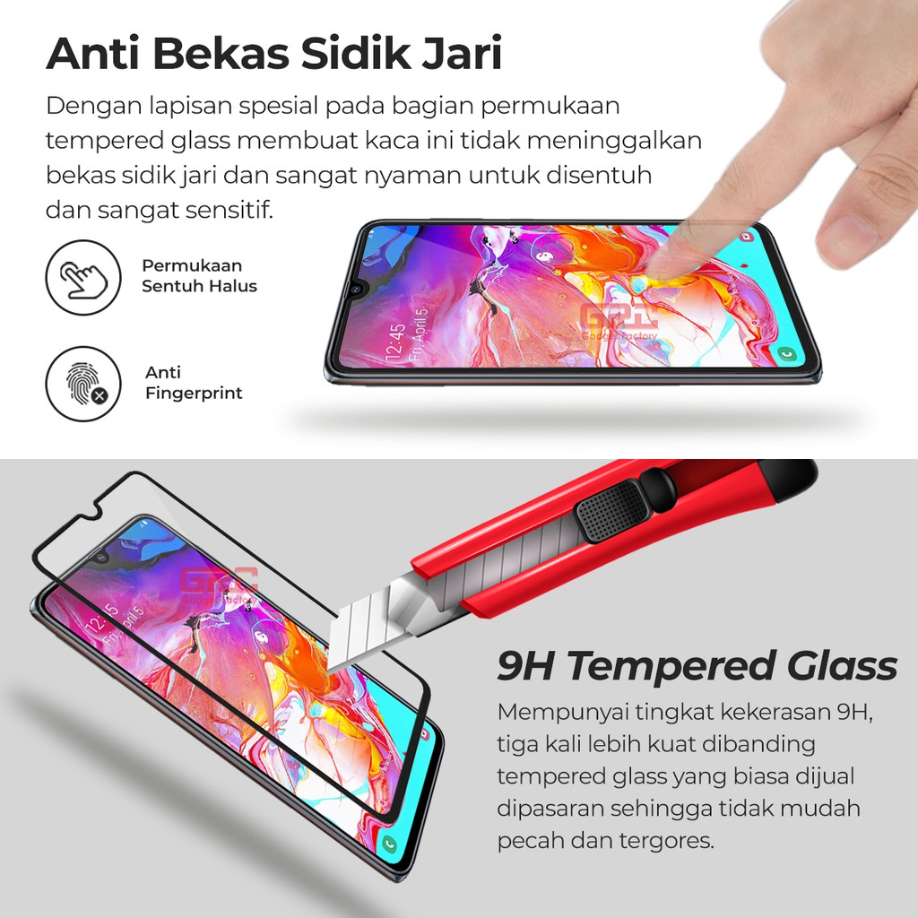 Tempered Glass SAMSUNG Galaxy A70 HOGO Full Cover Anti Gores Kaca