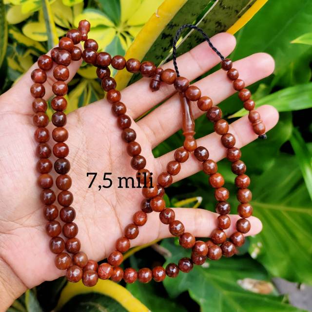 Tasbih 99 bulat polos 7,5 mm coklat kokka kaokah