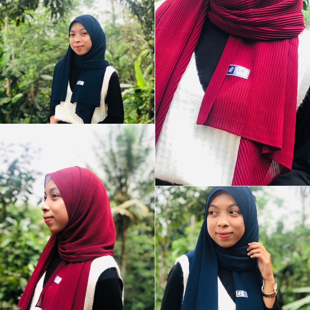 Jilbab pashmina plisket premium