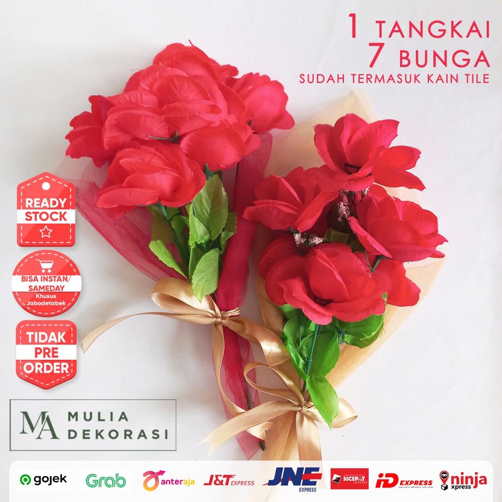 Bucket Bunga Mini Flower Lamaran Seserahan 1 Tangkai 7 Bunga Lengkap Dengan Kain Tile Dan Pita