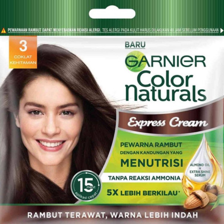 Garnier Color Natural Cat Rambut Sachet coklat kehitaman No.3 | Shopee