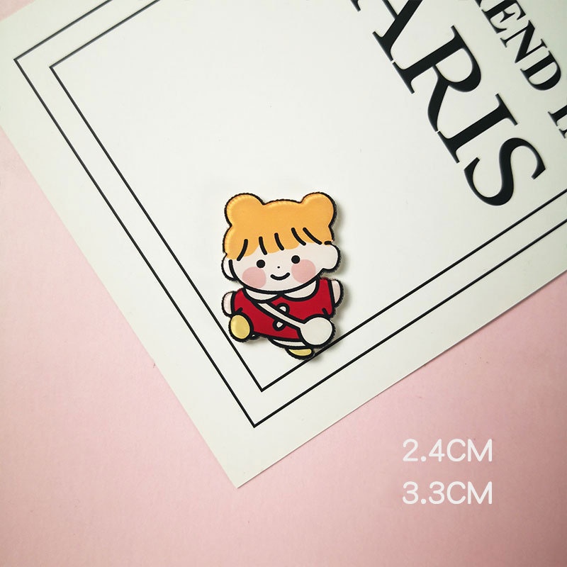 Ins Acrylic Brooch Tide Cute Creative Cartoon Girl Clothes Backpack Pendant Badge Pin Sweet Heart Jewelry