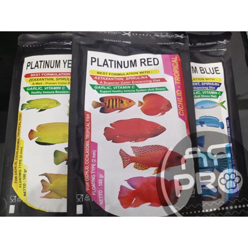 Makanan Ikan predator chana Pellet FISH LOVER PLATINUM CICHLID TROPICAL 100GR