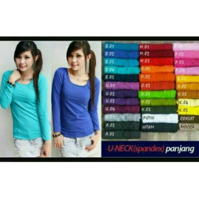 Kaos polos lengan panjang zavana u neck