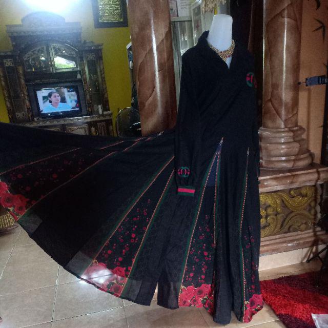 New Maxidress Gamis Etnik Batik Abu