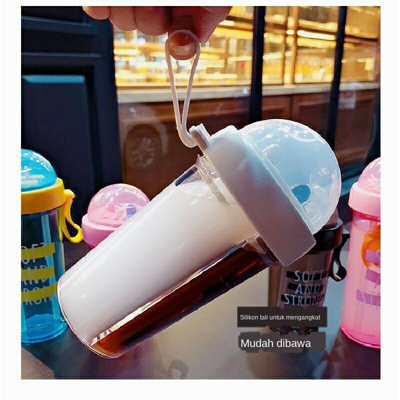 Botol Minum Dua bagian Sisi Sedotan Duet Couple Bottle Travel mix tiktok