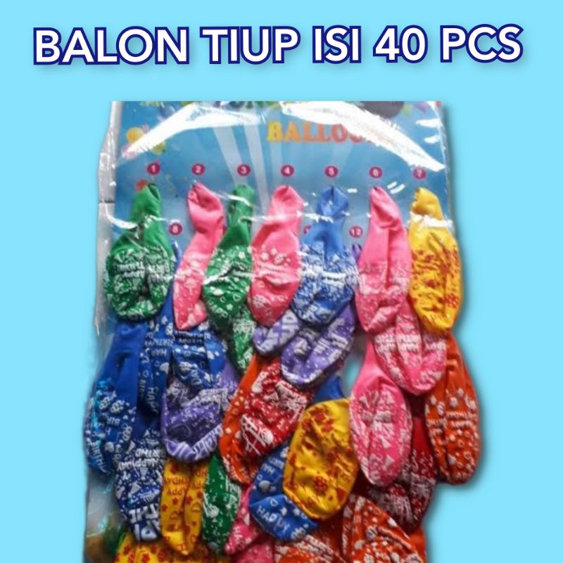 BALON TIUP PERLEMBAR ISI 40  MOTIF POLKADOT KARAKTER BUNGA / BALON KARET TIUP / BALON ULANG TAHUN