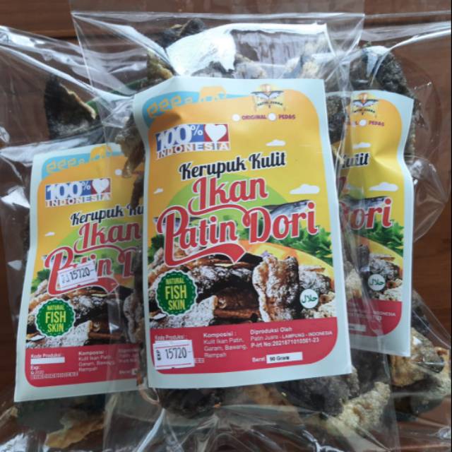 

Kerupuk Kulit krispi ikan patin dori Asli Bandar Lampung merk Patin Juara