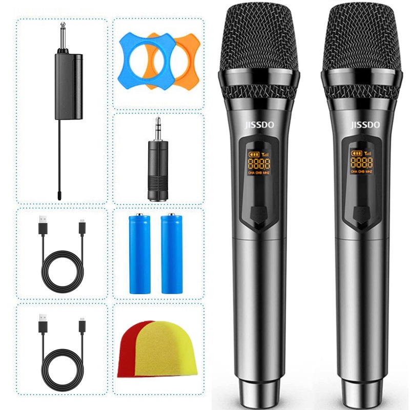 JISSDO  Original Terbaik Microphone Karaoke Wireless Double Digital  Murah Mic Wireless Microfon Hig