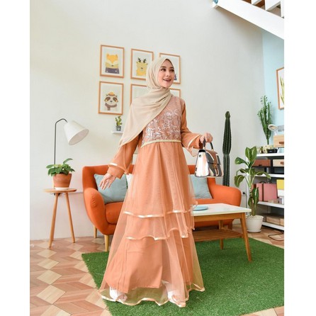 Baju Gamis Muslim Terbaru 2021 Model Baju Pesta Wanita kekinian Bahan moscrepe Kekinian gaun remaja