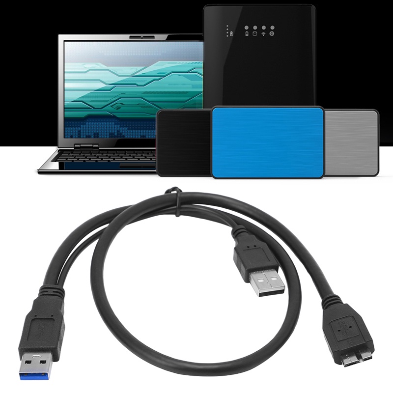 Cre Kabel Hardisk Eksternal USB 3.0 Dual Power Bentuk Y 2 x Tipe A Ke Micro B