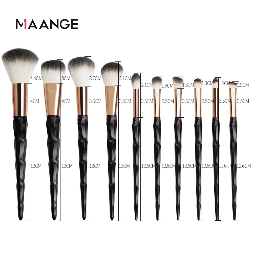 MAANGE 10 Pcs Makeup Brush obsidian Powder Blush Contour Brush Set 51072