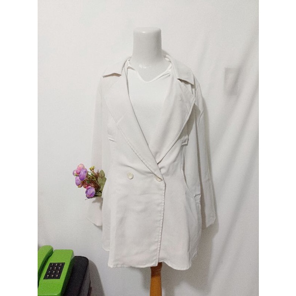 FF korean blazer/ kawaii / baju kerja / baju wanita / blazer putih