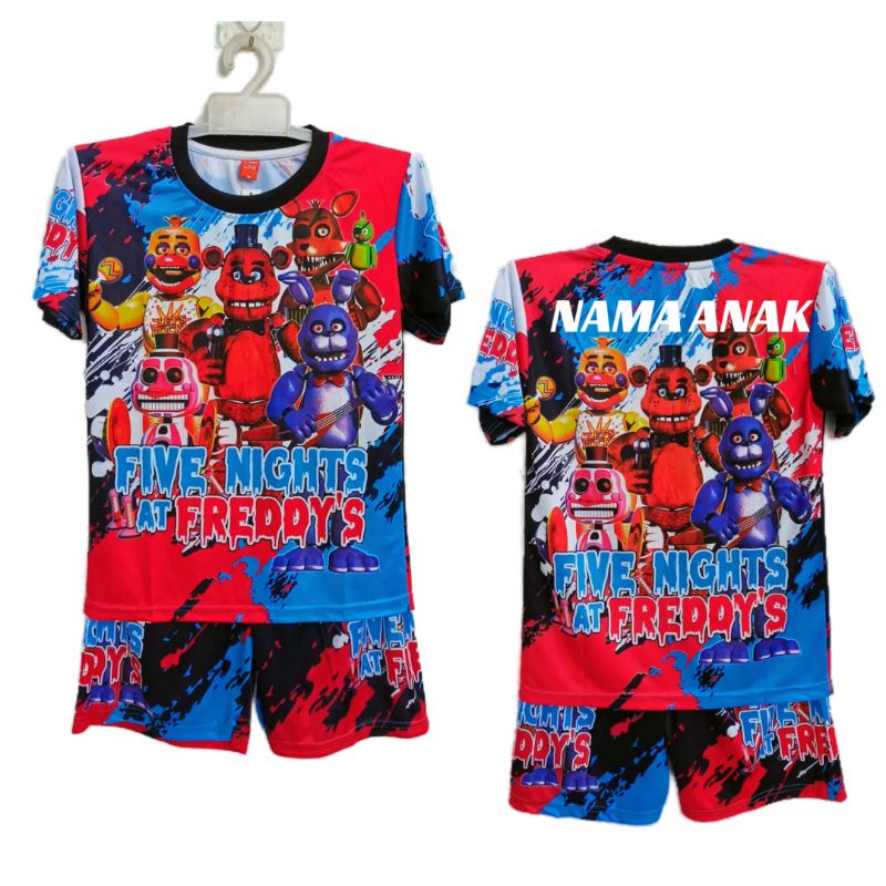 setelan anak baju five night at freddys full printing