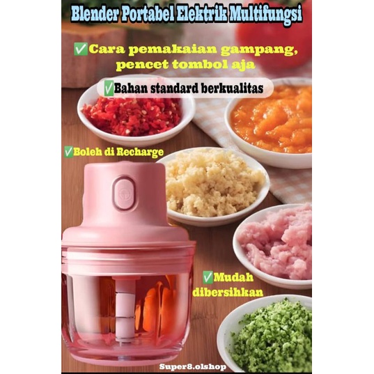 Blender Bumbu Mini USB Elektrik Portable/Food Chopper Prosesor Garlic