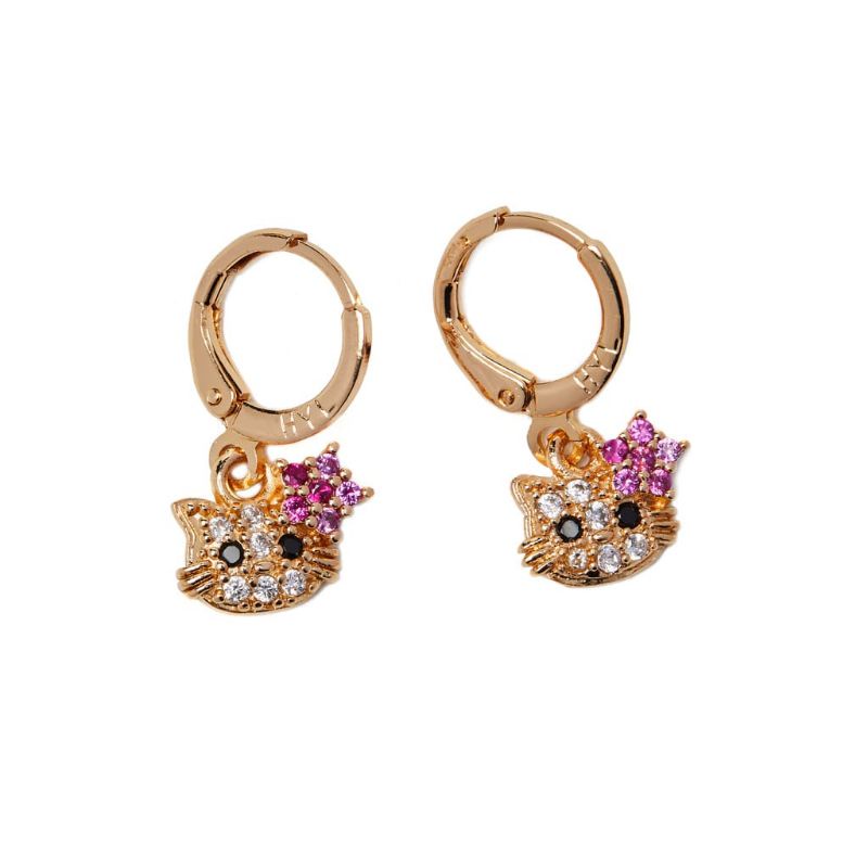 Anting Wanita Anak Motif Hello Kitty Permata Full Anti Karat Emas 18k