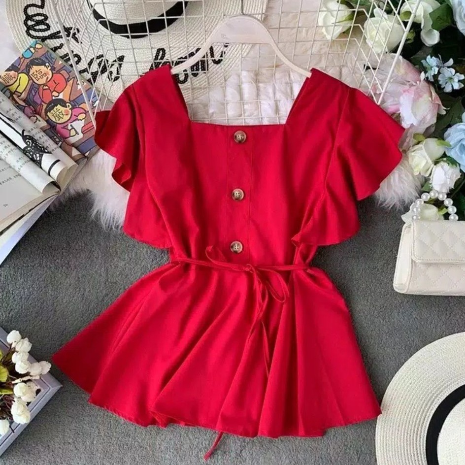 CATHERINE-MARISSA/ATASAN WANITA/BLOUSE WANITA MODERN-MAROON