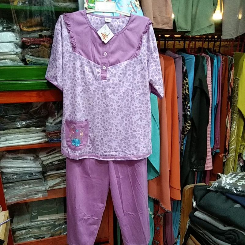 babydoll amro cp label putih lengan pendek celana panjang ukuran XXL