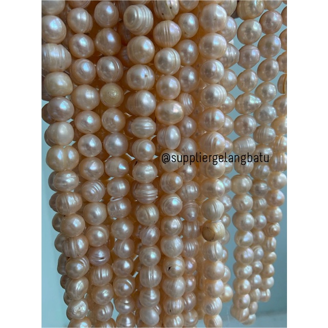 Bahan Mutiara Air Tawar Barok / Baroque PEACH 10 x 16mm Bulat pearl