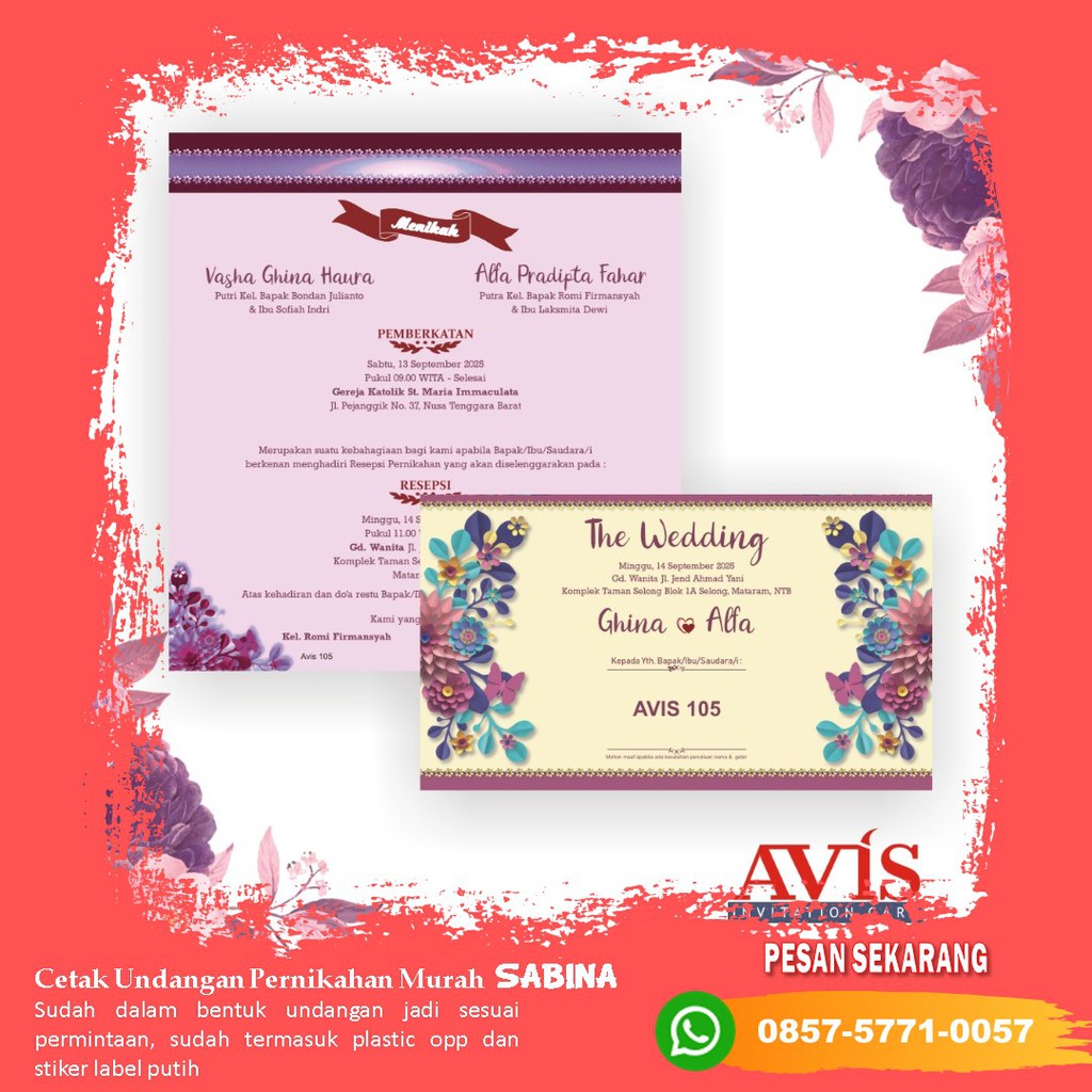 UNDANGAN MURAH CEPU AVIS 105 SABINA UNDANGAN Shopee UNDANGAN MURAH CEPU AVIS 105 SABINA UNDANGAN Shopee