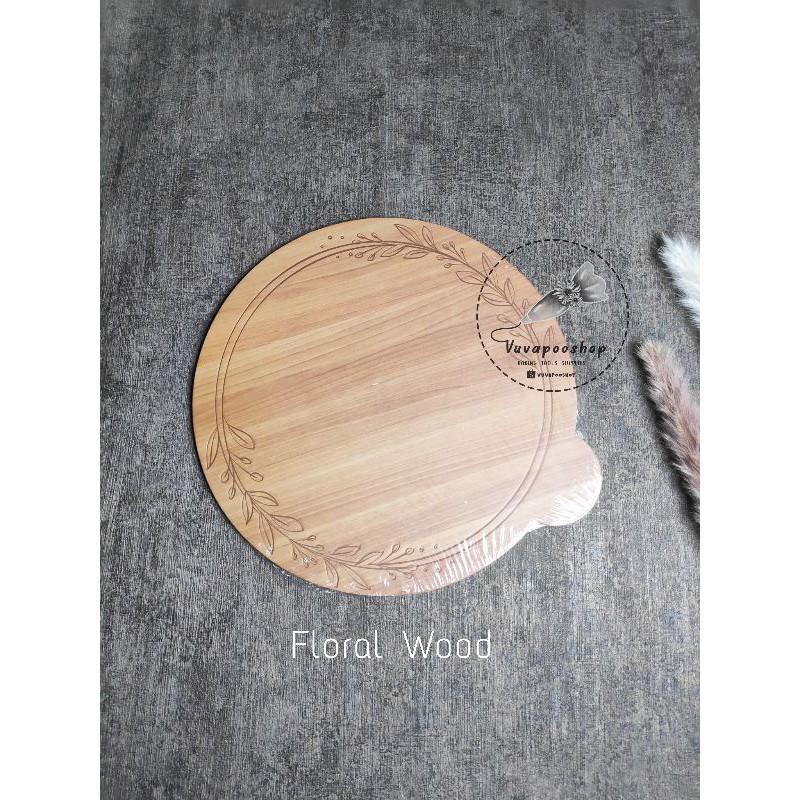 Tatakan Kue Floral Wood / Alas Kue / Cake Board / Tatakan Kue Motif