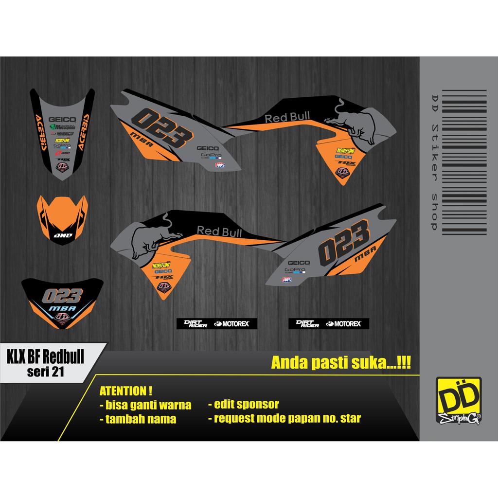 striping KLX BF Reddbull / stiker striping lis kawasaki KLX bf 150 Redbull