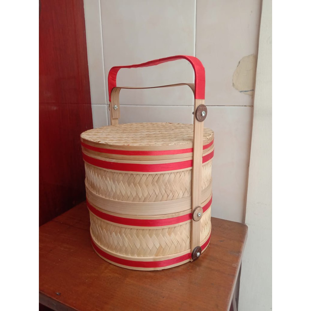 Rantang Bambu / Besek Diameter 25 cm Susun 2