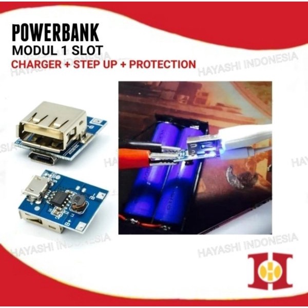 Modul Powerbank 1 Slot Multi Charger plus Step Up plus Protection 5V 1A Cas - 5pcs