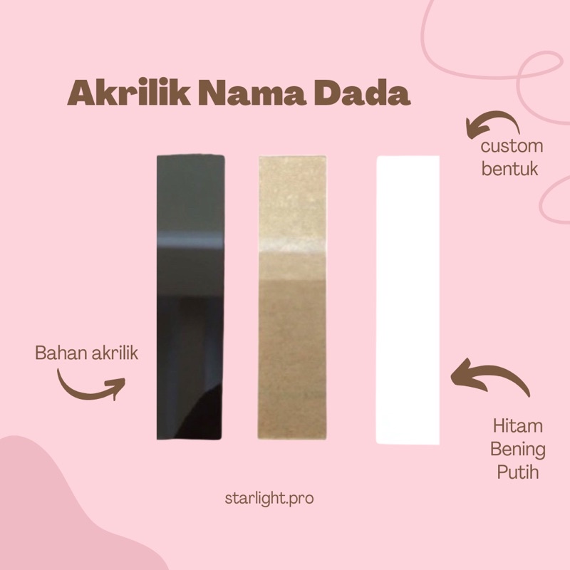 

TERMURAH! AKRILIK NAMA DADA / NAME TAG / BAHAN NAMA DADA KERAJINAN TANGAN MENTAHAN/ GANCI GANTUNGAN KUNCI PLAKAT