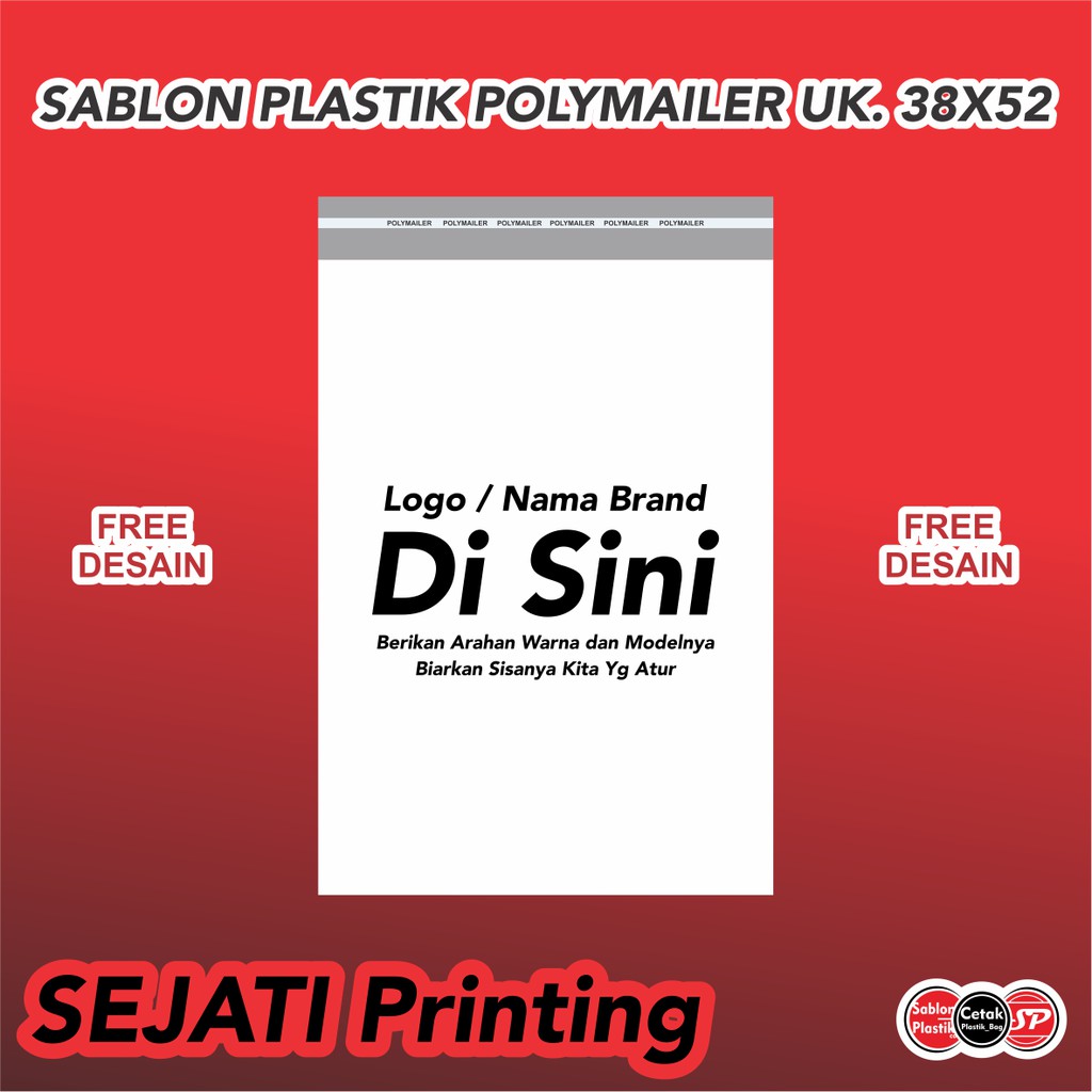 Sablon Plastik POLYMAILER 38x52cm FREE DESAIN Sablon Plastik POLYMAILER 38x52cm FREE DESAIN