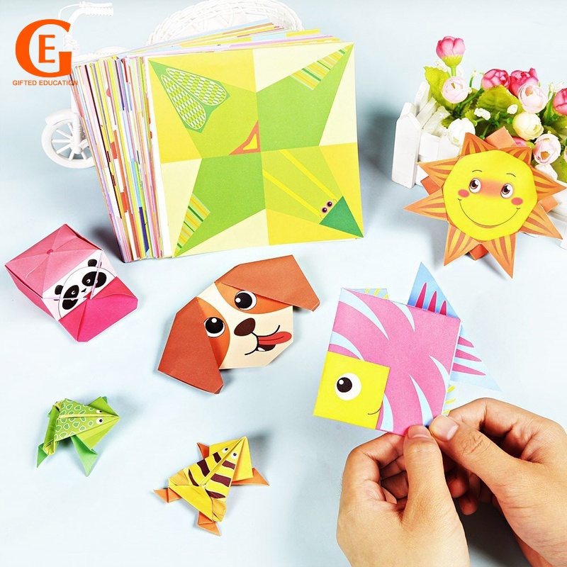 54pcs Mainan Kertas Origami 3D Motif Kartun Hewan Untuk DIY Craftedukasi Anak