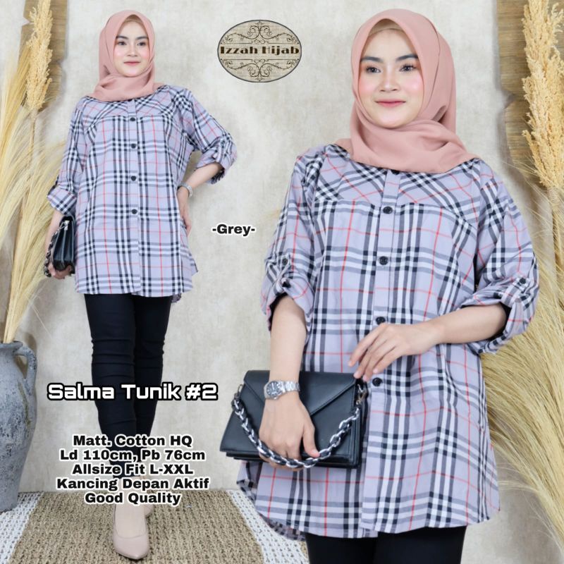 Yunita Salma Adelia Tunik By IZZAH HIJAB • Atasan Blouse Kemeja Tunik Wanita Muslim Kekinian