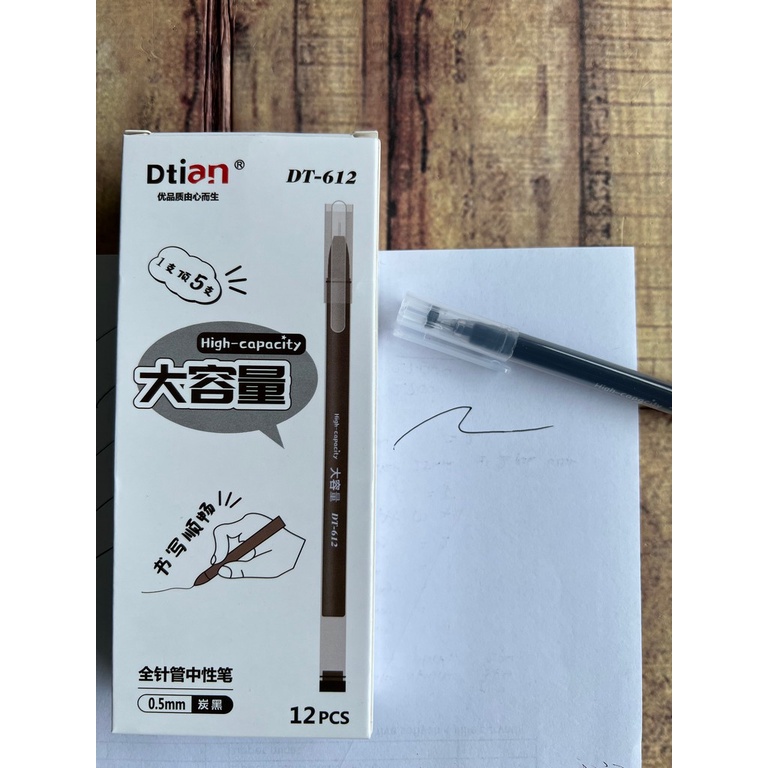 1 Lusin Gel Ink Pen - 12 Pcs Ballpoint Dtian DT-612 0.5 mm High Capacity