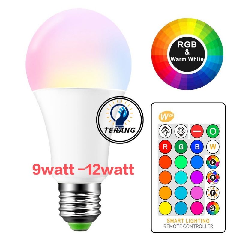 LAMPU BOHLAM 10W LED RGB BERUBAH WARNA REMOTE CONTROL ORIGINAL LAMPU HIAS WARNA WARNI LAMPU KAMAR TIDUR AESTHETIC TUMBLR PLAFON