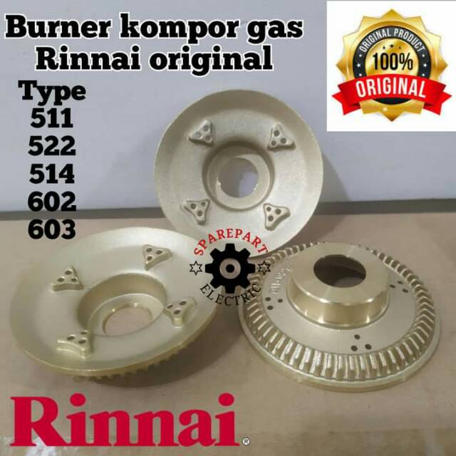 BURNER KUNINGAN KECIL KOMPOR GAS RINNAI ORIGINAL 522 511 602 603 BURNER RK