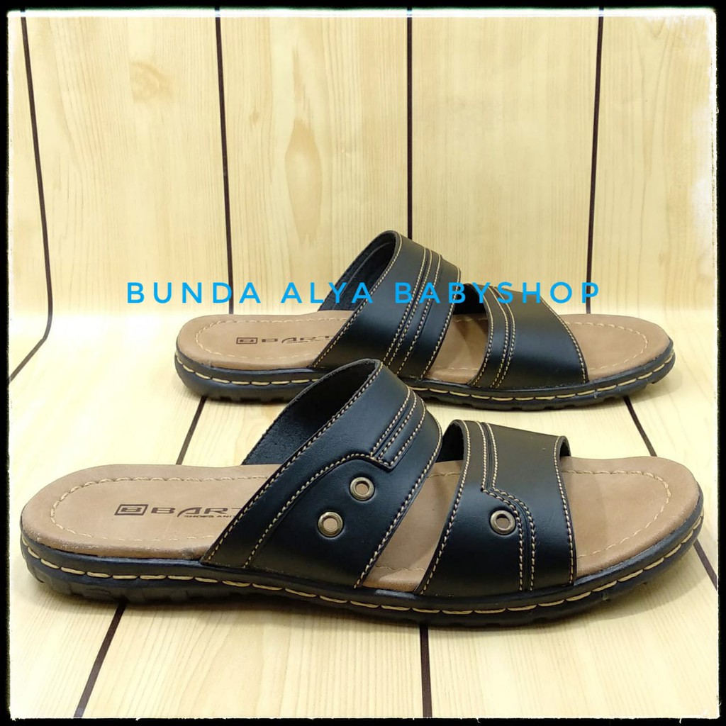 Sandal Pria Casual Slop Ukuran 39 - 43 Sol Keren Anti Licin - Sendal SLOP Cowok Casual HITAM BARTO