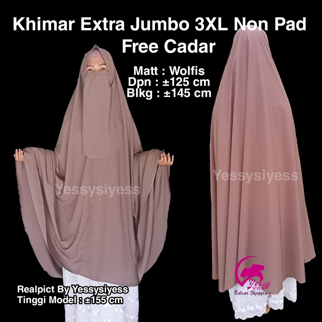 GROSIR / CARGO | 3XL Pad Free Cadar Tali - Hijab Extra Super Jumbo XXXL Pet Ped Antem Khimar Syari J