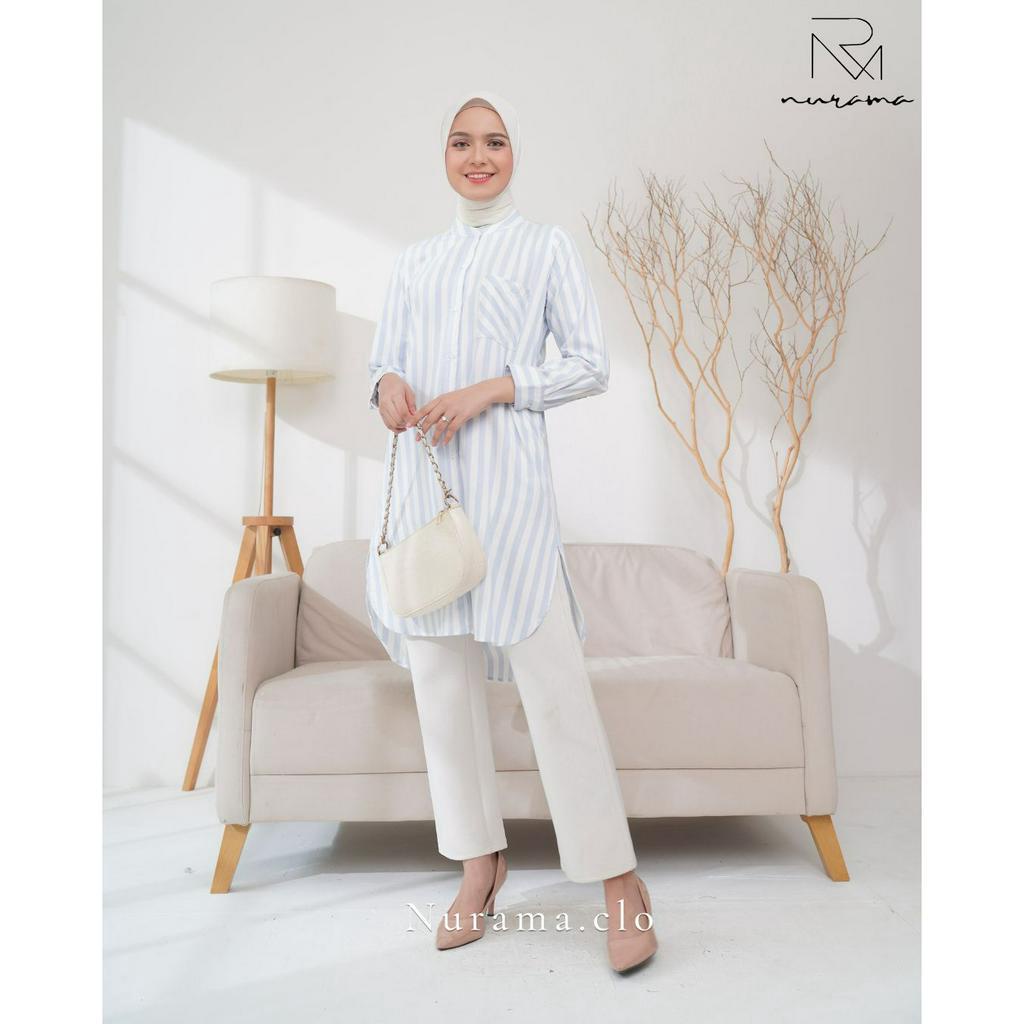Nurama - Nabila Tunik Wanita | Atasan Tunic Salur motif Garis-Garis - P06 SLR
