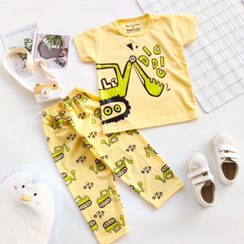 BAJU ANAK LAKI LAKI USIA 5-6 TAHUN (MOTIF EXCAVATOR) PAKAIAN ANAK LAKI LAKI KAOS MAIN ANAK LAKI LAKI